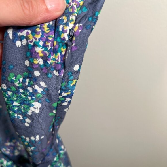 Boden Silk Blend Dress Size 16 Blue Floral Tie Waist Pockets Preppy Twee Casual - Picture 7 of 11
